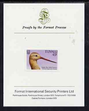 Tuvalu 1988 Bar-Tailed Godwit 45c imperf proof mounted on Format International proof card