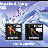 Guinea - Bissau 2010 Winter Olympic Sports - Speed Skating perf sheetlet containing 2 values in silver unmounted mint