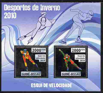 Guinea - Bissau 2010 Winter Olympic Sports - Speed Skating perf sheetlet containing 2 values in silver unmounted mint