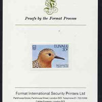 Tuvalu 1988 Sandpiper (Stint) 70c imperf proof mounted on Format International proof card