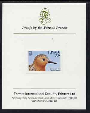 Tuvalu 1988 Sandpiper (Stint) 70c imperf proof mounted on Format International proof card