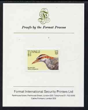 Tuvalu 1988 Banded Rail $5 imperf proof mounted on Format International proof card