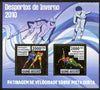 Guinea - Bissau 2010 Winter Olympic Sports - Speed Skating (Short Runway) perf sheetlet containing 2 values in gold unmounted mint