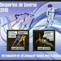 Guinea - Bissau 2010 Winter Olympic Sports - Speed Skating (Short Runway) perf sheetlet containing 2 values in gold unmounted mint