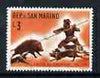 San Marino 1961 3L from Hunting (1st series) showing Wild Boar Hunt, unmounted mint, SG 628