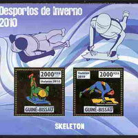 Guinea - Bissau 2010 Winter Olympic Sports - Skeleton Skating perf sheetlet containing 2 values in gold unmounted mint