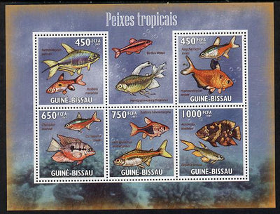 Guinea - Bissau 2009 Tropical Fish perf sheetlet containing 5 values unmounted mint