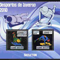 Guinea - Bissau 2010 Winter Olympic Sports - Skeleton Skating perf sheetlet containing 2 values in silver unmounted mint