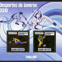 Guinea - Bissau 2010 Winter Olympic Sports - Curling perf sheetlet containing 2 values in gold unmounted mint