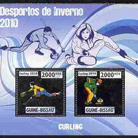 Guinea - Bissau 2010 Winter Olympic Sports - Curling perf sheetlet containing 2 values in silver unmounted mint