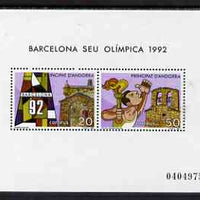 Andorra - Spanish 1987 Olympic Games Barcelona m/s unmounted mint SG MS 194