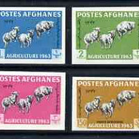 Afghanistan 1963 Agricultural Day the 4 values depicting sheep (1p, 2p, 3p & 150p) IMPERF, unmounted mint