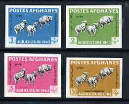 Afghanistan 1963 Agricultural Day the 4 values depicting sheep (1p, 2p, 3p & 150p) IMPERF, unmounted mint