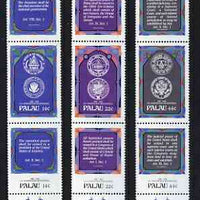 Palau 1987 Bicent of USA Constitution set of 9 in 3 x vertical se-tenant strip of 3, unmounted mint SG 199-207