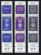 Palau 1987 Bicent of USA Constitution set of 9 in 3 x vertical se-tenant strip of 3, unmounted mint SG 199-207