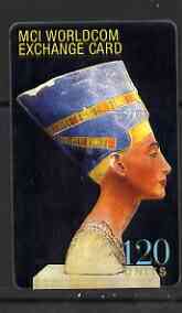 Telephone Card - Egypt 120 units phone card showing Queen Nefertiti (MCI Worldcom)