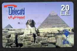 Telephone Card - Egypt £E20 phone card showing the Sphinx & Pyramids (horizontal)