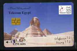 Telephone Card - Egypt £E15 phone card showing the Sphinx & Pyramids (With Telecom Egypt Logo top right)
