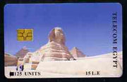Telephone Card - Egypt £E15 phone card showing the Sphinx & Pyramids (Without Logo top right)