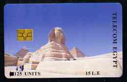 Telephone Card - Egypt £E15 phone card showing the Sphinx & Pyramids (Without Logo top right)