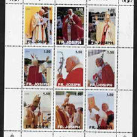 Fr Josiph Earth 2000 Pope John Paul II Jubilee perf sheetlet containing 9 values unmounted mint
