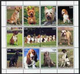 Kabardino-Balkaria Republic 2000 Dogs perf sheetlet containing 12 values unmounted mint
