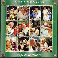 Karelia Republic 2002 Pope John Paul II perf sheetlet #01 containing complete set of 12 values (inscribed Pope Joan Paul II) unmounted mint