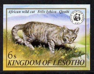 Lesotho 1981 WWF - Wild Cat 6s value imperf single unmounted mint as SG 468