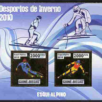 Guinea - Bissau 2010 Winter Olympic Sports - Alpine Skiing perf sheetlet containing 2 values in gold unmounted mint