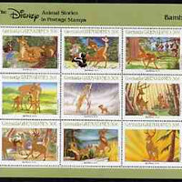 Grenada - Grenadines 1988 Disney Animal Cartoon Films - Bambi perf sheetlet containing 9 values unmounted mint, as SG 976-84