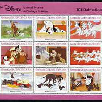 Grenada - Grenadines 1988 Disney Animal Cartoon Films - 101 Dalmations perf sheetlet containing 9 values unmounted mint, as SG 1021-29