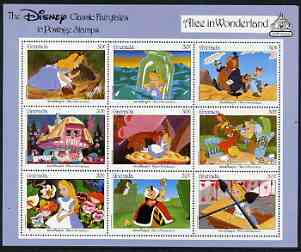Grenada 1987 50th Anniversary of First Disney Full-length Cartoon Films - Alice in Wonderland perf sheetlet containing 9 values unmounted mint, as SG 1653-61