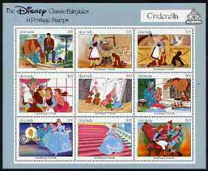 Grenada 1987 50th Anniversary of First Disney Full-length Cartoon Films - Cinderella perf sheetlet containing 9 values unmounted mint, as SG 1662-70