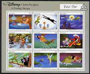 Grenada 1987 50th Anniversary of First Disney Full-length Cartoon Films - Peter Pan perf sheetlet containing 9 values unmounted mint, as SG 1671-79
