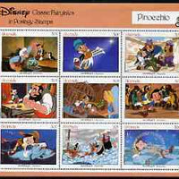 Grenada 1987 50th Anniversary of First Disney Full-length Cartoon Films - Pinocchio perf sheetlet containing 9 values unmounted mint, as SG 1680-88