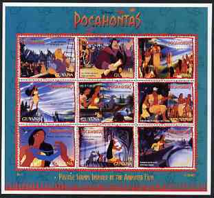Guyana 1995 Disney's Pocahontas perf sheetlet containing 9 x $8 values unmounted mint, SG 4386-94