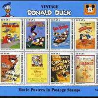 Guyana 1994 Disney's Vintage Donald Duck Movie Posters #1 (incl Golf) perf sheetlet containing 7 x $5 values unmounted mint, similar to SG 3728-35