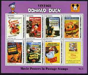 Guyana 1994 Disney's Vintage Donald Duck Movie Posters #3 (incl Eyes) perf sheetlet containing 7 x $5 values unmounted mint, similar to SG 3744-51