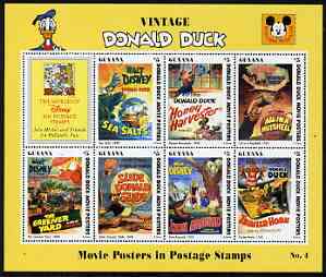 Guyana 1994 Disney's Vintage Donald Duck Movie Posters #4 (incl Honey Harvester) perf sheetlet containing 7 x $5 values unmounted mint, similar to SG 3752-59