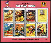 Guyana 1994 Disney's Vintage Donald Duck Movie Posters #5 (incl Bee on Guard) perf sheetlet containing 7 x $5 values unmounted mint, similar to SG 3760-67