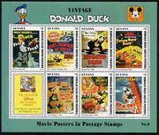 Guyana 1994 Disney's Vintage Donald Duck Movie Posters #6 (incl Rugged Bear) perf sheetlet containing 7 x $5 values unmounted mint, similar to SG 3768-75