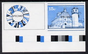 El Salvador 1971 Churches 15c (SG 1372) in blue & black colours only IMPERF & se-tenant with Singapore 30c Heads of Govt, both optd SPECIMEN unmounted mint, exceptionally scarce (with photocopy of original uncut sheet)