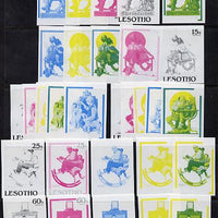 Lesotho 1981 Christmas Paintings by Norman Rockwell set of 6 x 5 imperf progressive proofs comprising the 4 individual colours plus yellow & blue composites, very scarce, 30 proofs as SG 455-60