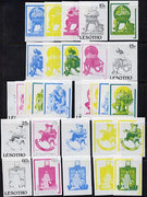 Lesotho 1981 Christmas Paintings by Norman Rockwell set of 6 x 5 imperf progressive proofs comprising the 4 individual colours plus yellow & blue composites, very scarce, 30 proofs as SG 455-60