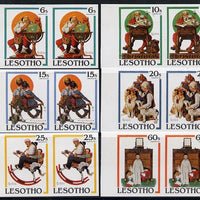 Lesotho 1981 Christmas Paintings by Norman Rockwell set of 6 in unmounted mint imperf pairs (SG 455-69)