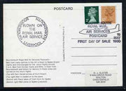 Postcard - Great Britain 1980 Bournemouth Royal Mail Air Services picture postcard (SWPR 10) used with special illustrated flown cancel