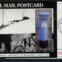 Postcard - Great Britain 1986 First Aerial Post Hendon to Windsor picture postcard (SEPR 49) used with special illustrated 75th Anniversary Hendon cancel