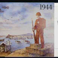 Postcard - Great Britain 1984 D-Day Invasion (Weymouth PO Mural) postcard (SWPR 23) used bearing Denmark 'Anchor' stamp with special København D-Dag first day of sale cancel