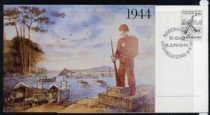 Postcard - Great Britain 1984 D-Day Invasion (Weymouth PO Mural) postcard (SWPR 23) used bearing Denmark 'Anchor' stamp with special København D-Dag first day of sale cancel