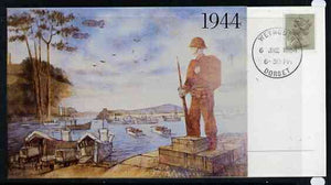 Postcard - Great Britain 1984 D-Day Invasion (Weymouth PO Mural) postcard (SWPR 23) used with special Weymouth 6 June first day of sale cancel